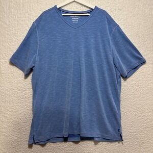 Tommy Bahama IslandZone Mens XXXL Blue V-Neck T-Shirt Tencel Coolmax Short Sleev